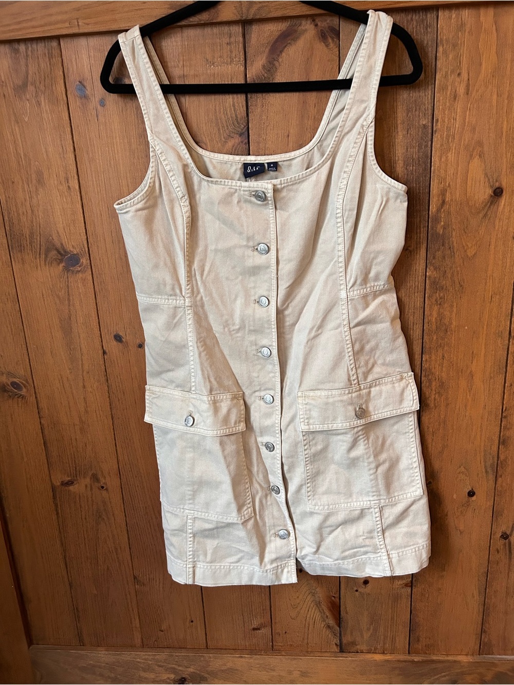 GAP Beige Button-Front Tank Dress